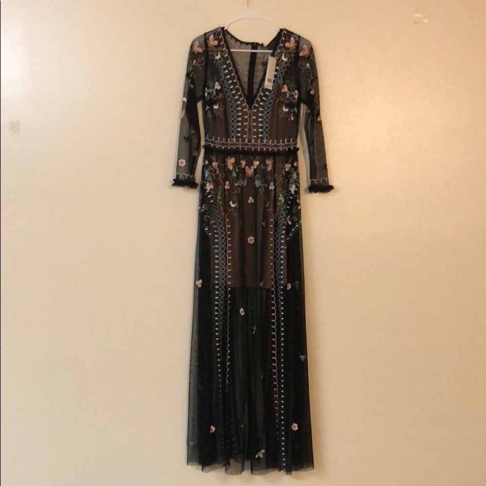French connection embroidered mesh dress